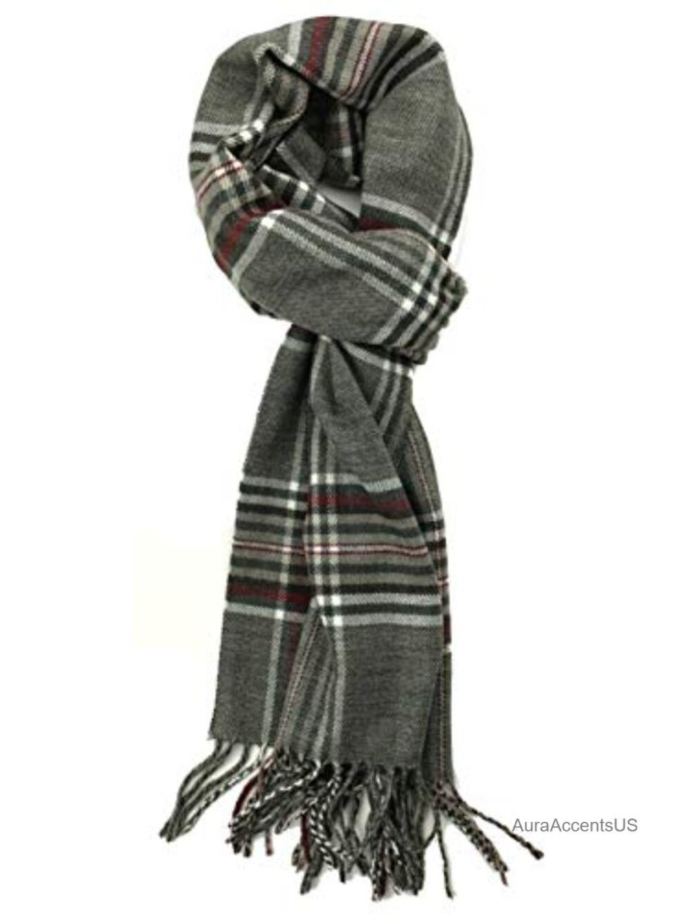 Plum Plaid Print Cashmere Feel Winter Scarf
